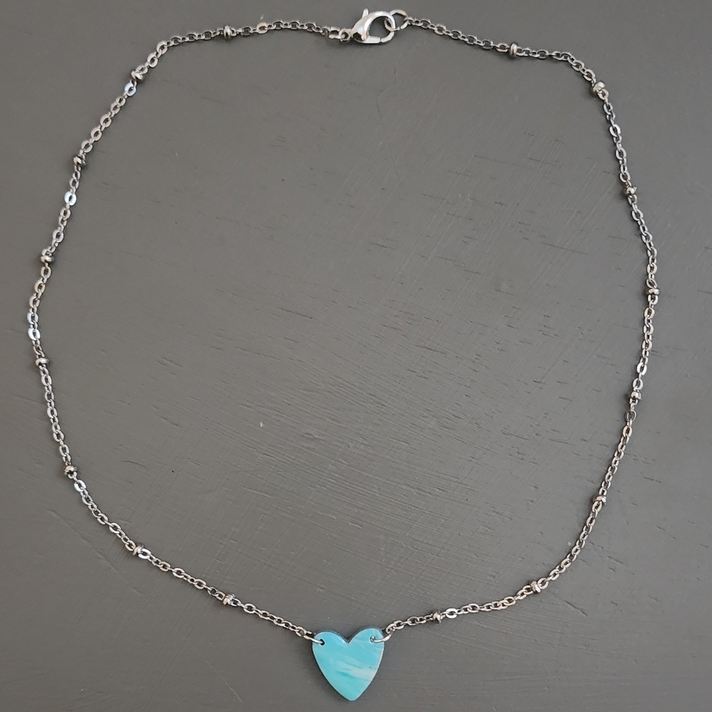 Blue Turquoise Heart Necklace